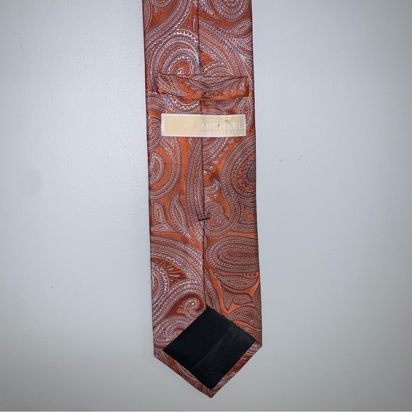 Michael‎ Kors Tie 100% Silk Paisley Orange Lilac Men's  Unisex 3” width - Picture 6 of 6